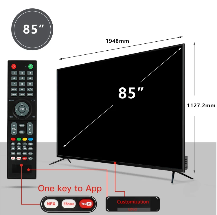 New product 100 inch tv voice function 75 inch smart tv Android 11.0 features 85 inch tv