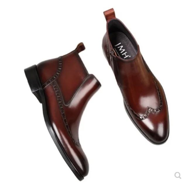 
Мужские ботинки, европейская версия с высоким берцем, с острым носком, с подкладкой для волос, зимняя одежда, сохраняют тепло 