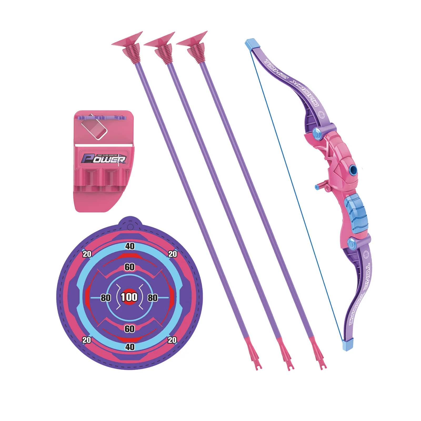 Blue Pink Bow and Arrow Target Set Toys Outdoor Sport Archery Shooting Toys for Boys and Girls