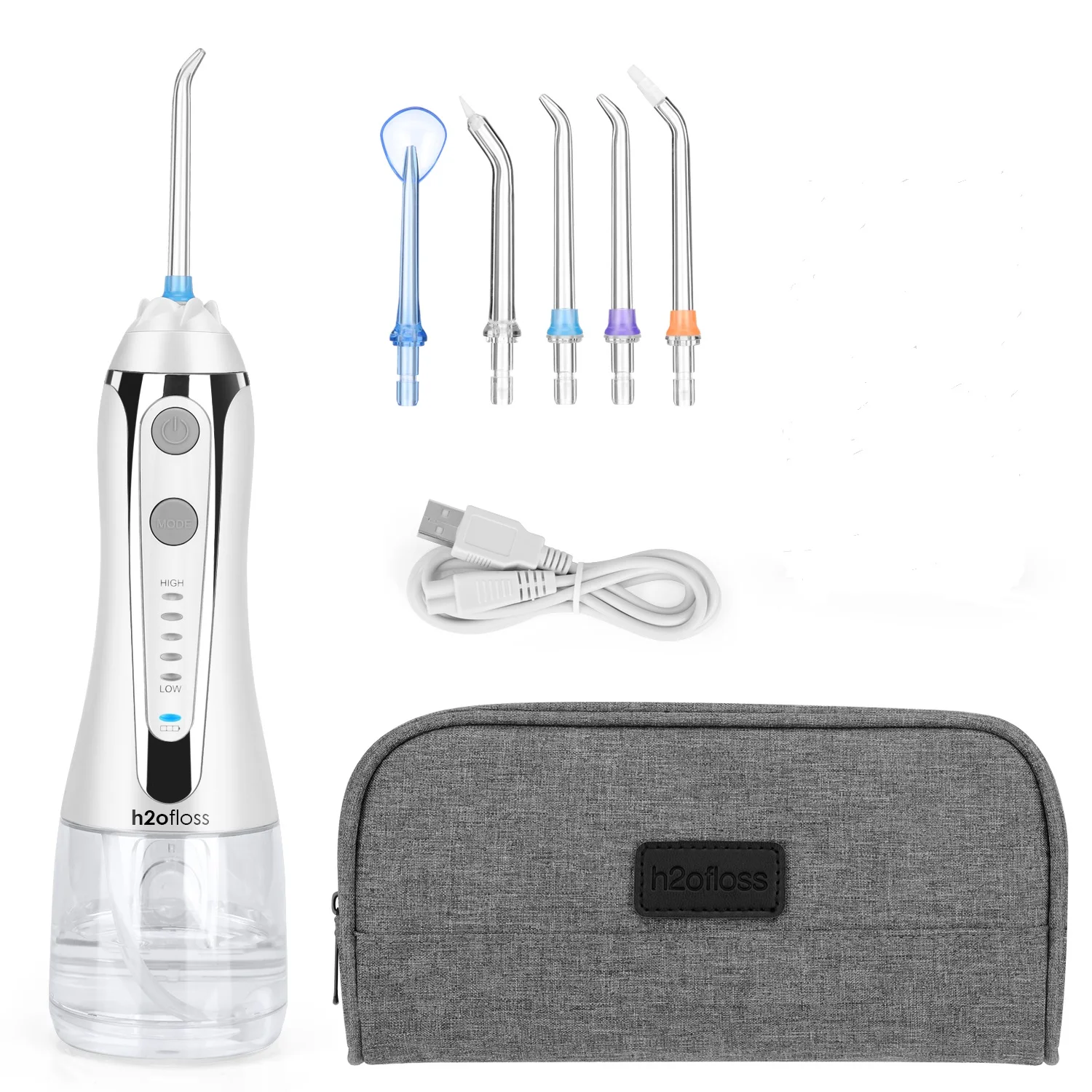 H2ofloss Cordless Water Dental Flosser, Portable Oral Irrigator for Teeth, Braces, Rechargeable & IPX7 Waterproof Teeth Cleaner