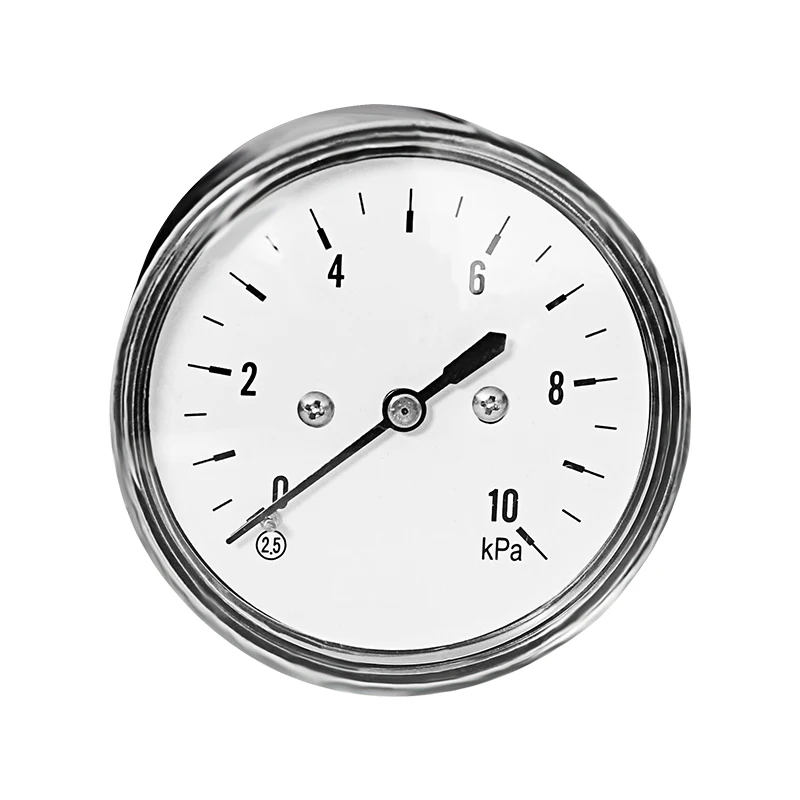 0 - 10Kpa  40mm stainless steel glycerine oil filled pressure gauge