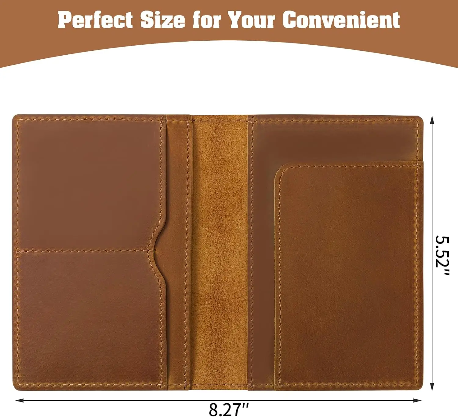 Handmade Genuine Leather Custom Logo Passport Holder Travel Wallet Cover Case for Men Women