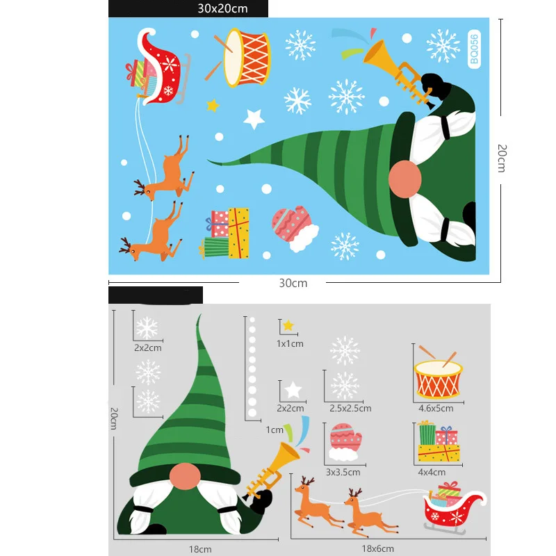 Hot Sale Happy Christmas Wall Sticker Xmas Snowflake Mural Santa Claus Elk Window Decals Living Room Decorative Wallpaper