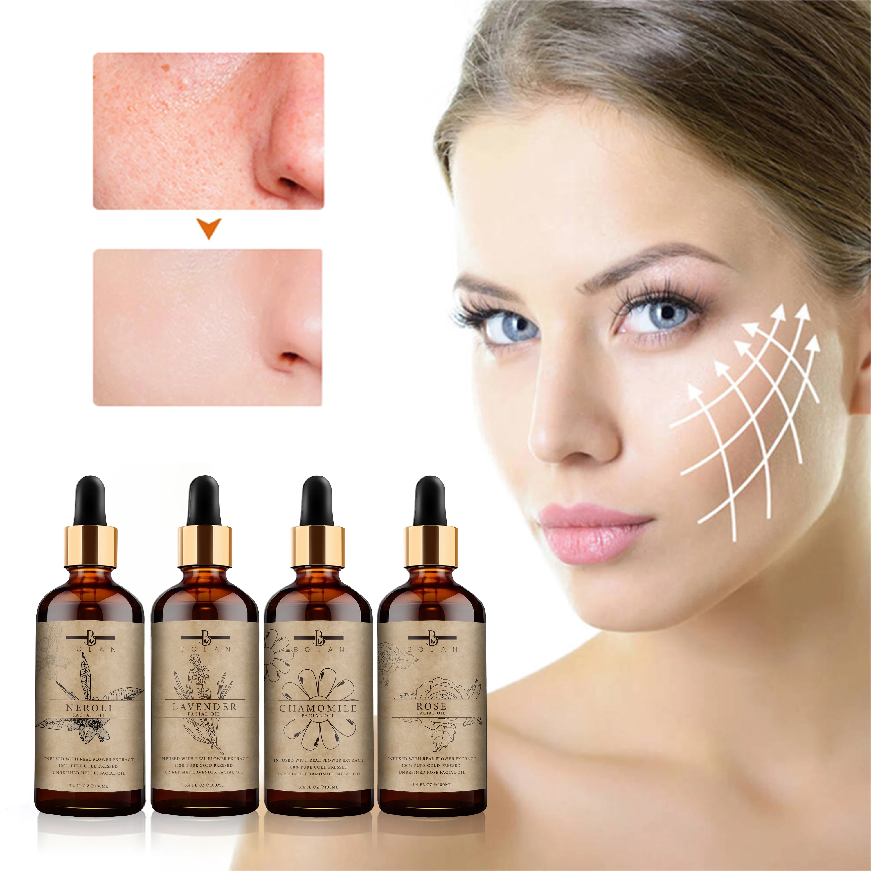 OEM cosmetics bulk all natural organic face body shining glow massage treatment oil body care oil