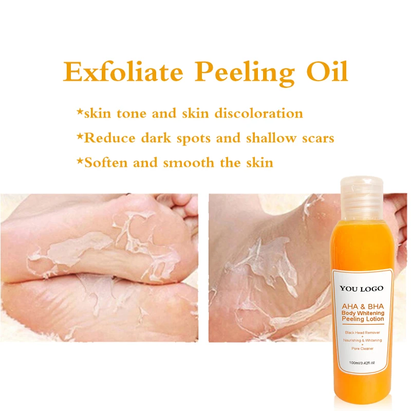 Most Effective AHA BHA body peeling lotion knuckles removing dead skin whitening organic orange peeling lotion