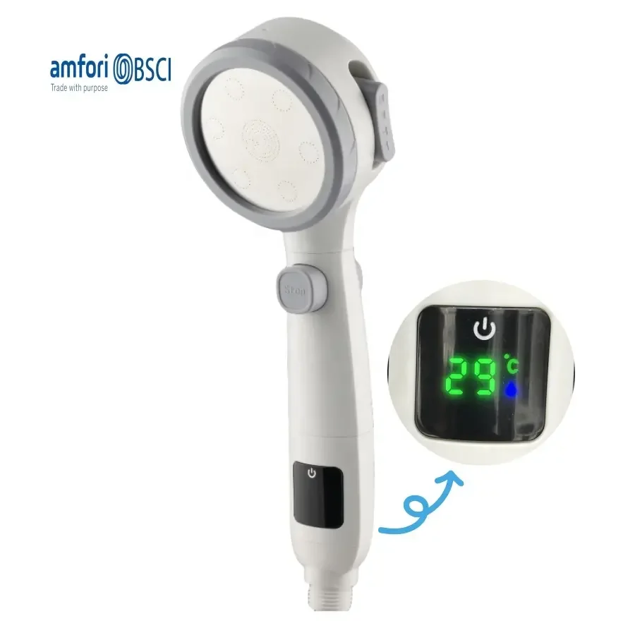 High-Pressure LED Showerhead Digital Temperature Display ABS Water Saving Bathroom Handheld Pressurized Filter Box Free Sample