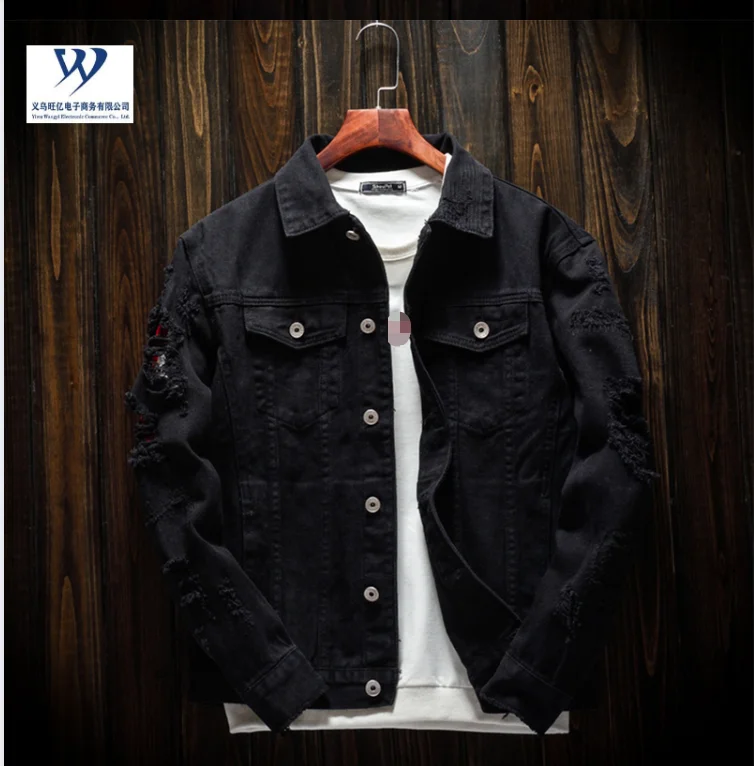 Mens Denim Jean Jacket Trendy Fashion Ripped Denim Male Streetwear Jackets Cowboy Coats