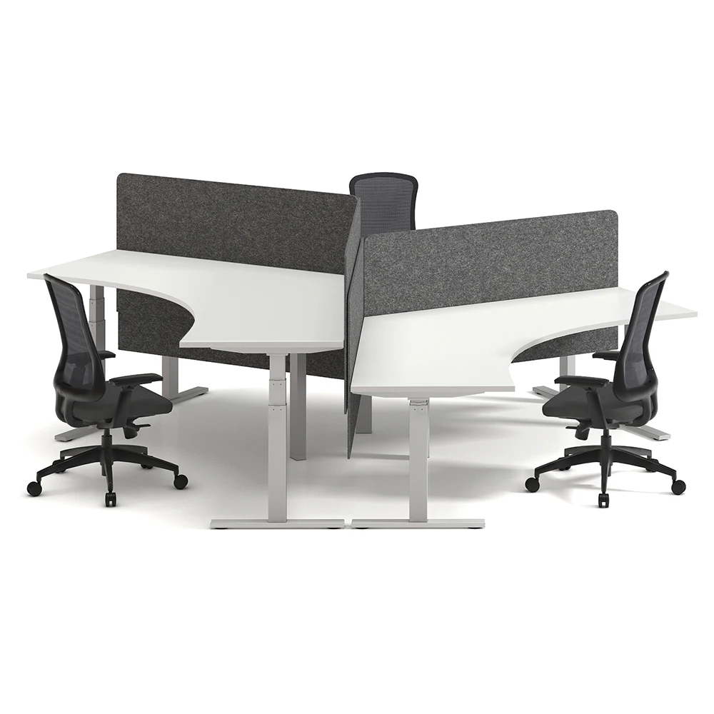 Melamine Lifting Desk 3 Dual Motor L-Shape Office Sit Standing Modern Power Lift Height Adjusted Table Furniture Desk