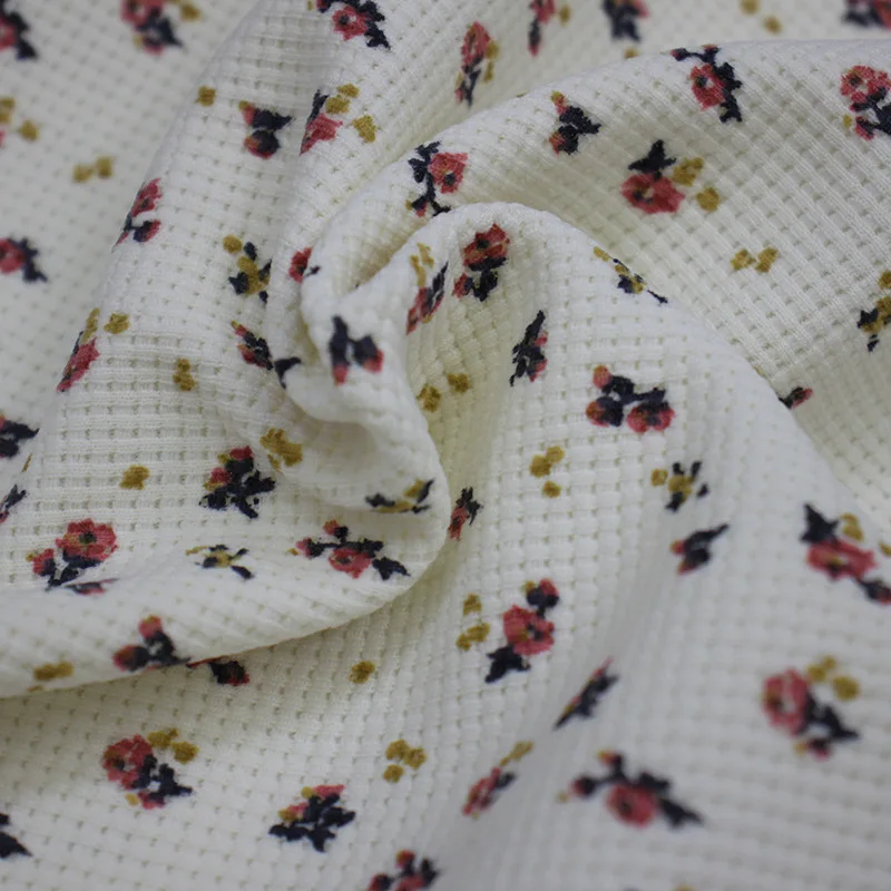 Custom Print On Cotton Waffle Knit Fabric