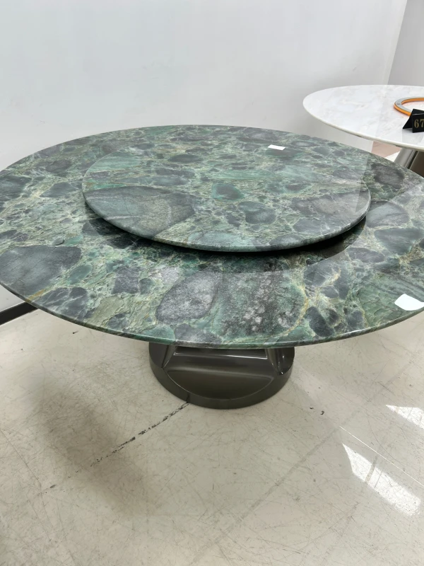 Luxury Granite Dining Table Round Pandora Slate Sintered Marble Top Rotating Dining Table With Pedestal
