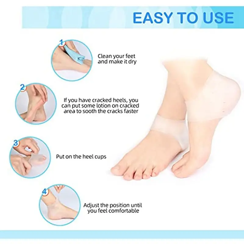 Gel Silicone Heel Protector Heel Cups Spurs Cracked Plantar Fasciitis Gel Heel Pads Sleeve Socks Feet Care Skin Repair Cushion