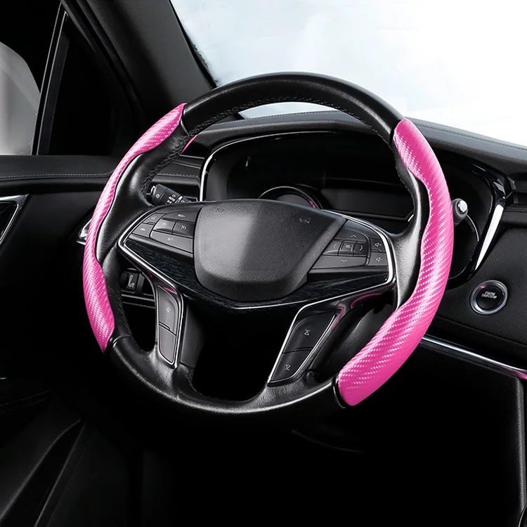 Hot sale universal size 36 38 40 cm carbon fiber leather car steering wheel cover