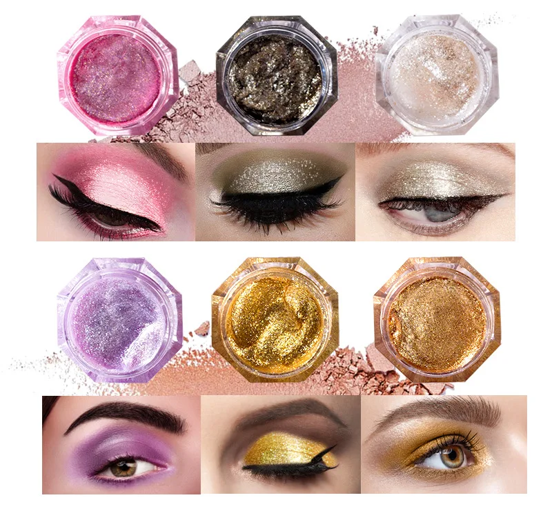 6 Colors Liquid Glitter Eyeshadow  Metallic Glitter Shimmer Smokey Eye Waterproof Long Lasting Quick-Drying Eye Shadow