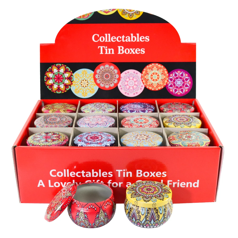 Custom Printed Providers Round Travel Candle Tin  Wedding Gift Decoration Tea Light Candle Tins Silver