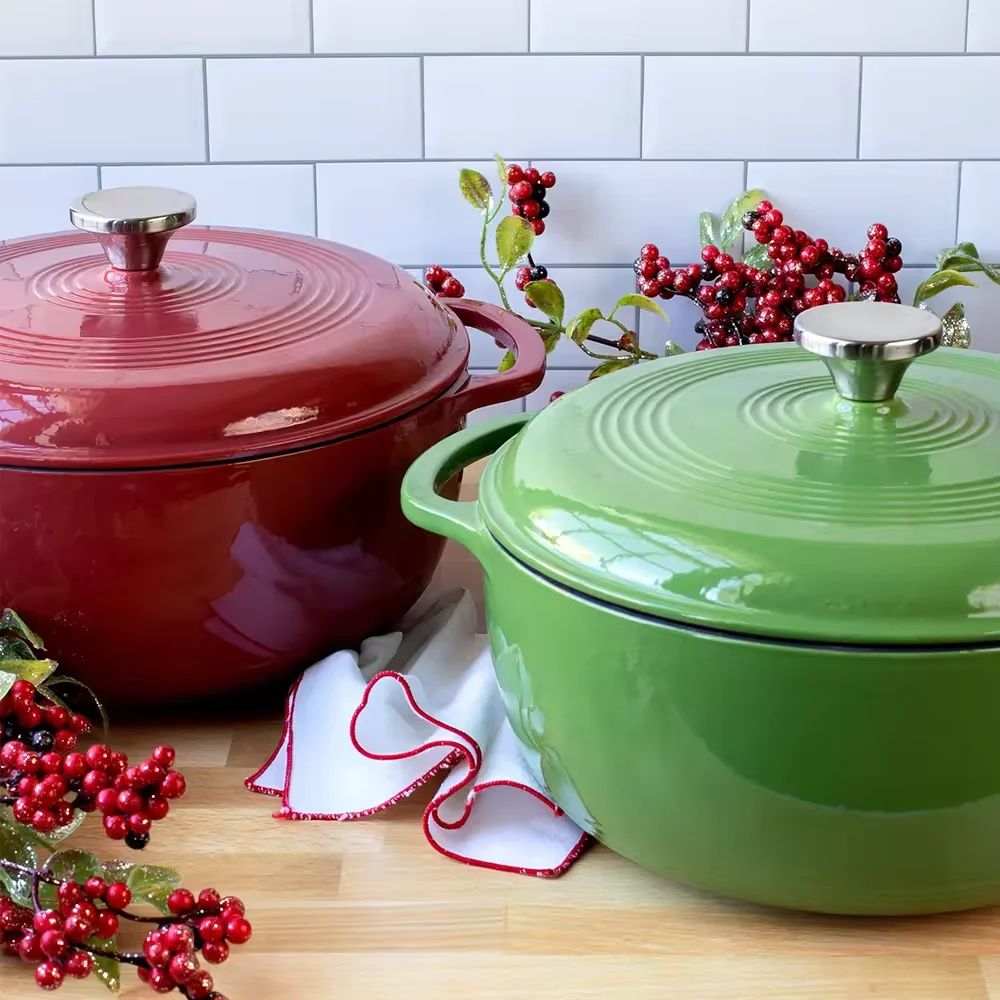 wholesale Multi-Color Cast Iron Casserole 23/26/28cm kitchen cooking pot Cast Iron Casserole Dutch Pot Enamel Cast Iron Cookware