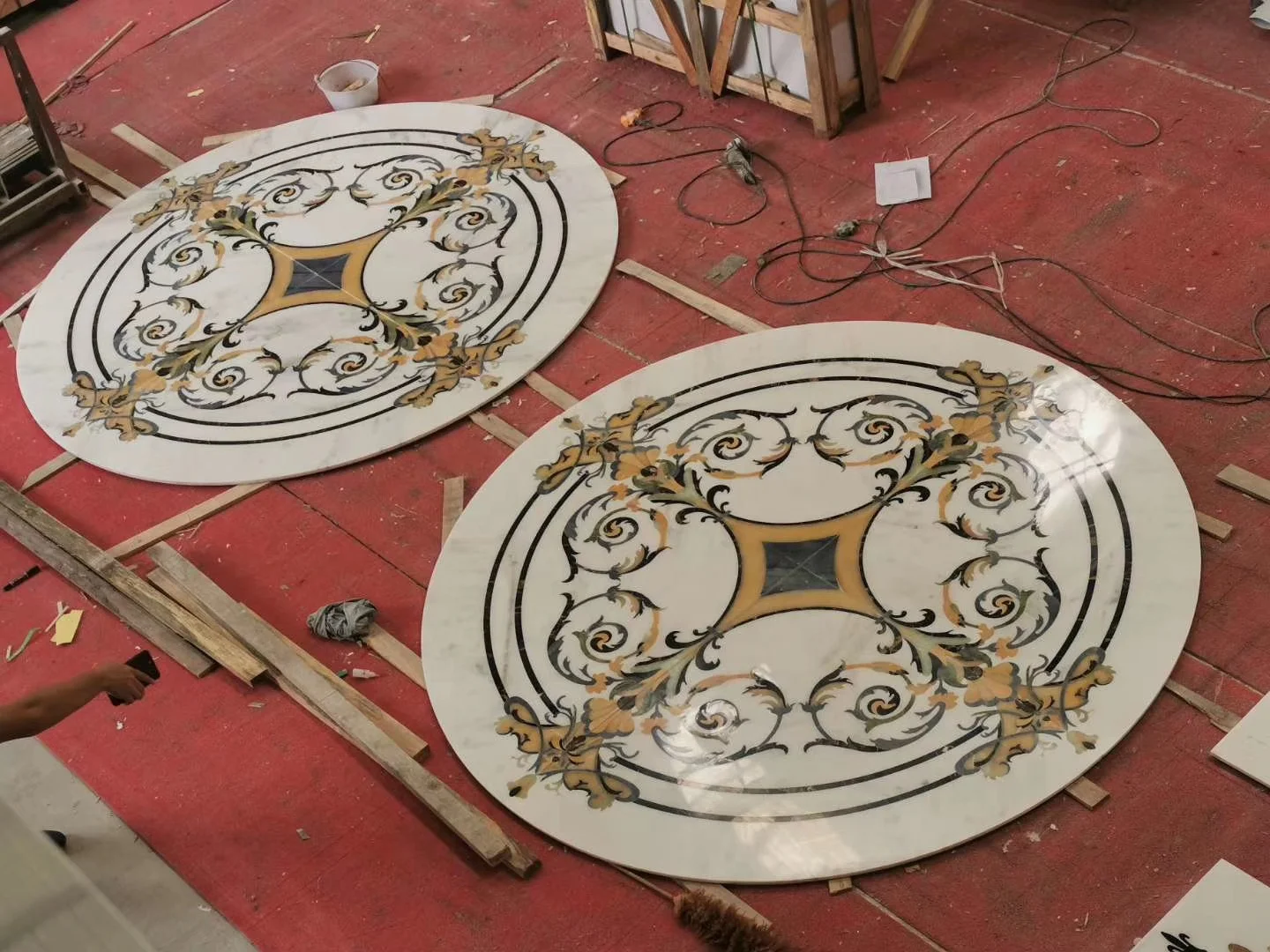 Pattern medallion, Flower water jet marble stone tiles design floor