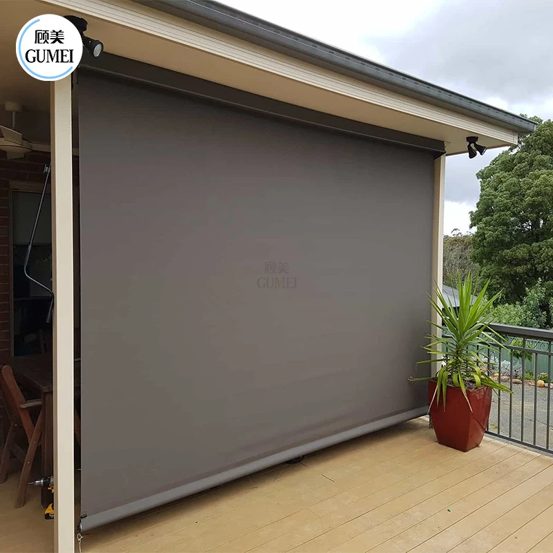 Factory Price Garden Outdoor Motorized Zipper Track Screens Blinds Shade Roller Shutters Curtains