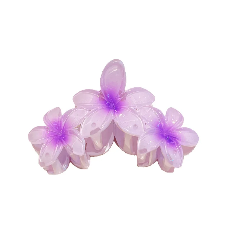 New Design Creativity Plastic Resin 3 Flower Large Claw Hair Clip For Women 11cm Summer Sweet Gradient Color Flower Hair Clips