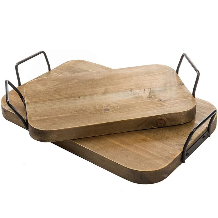 Perfect office relaxation reading organize wooden tray with metal handles
