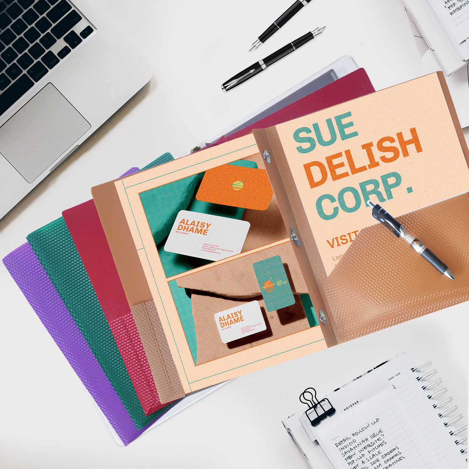 Customized A4 plastic PP two pockets portfolio document file folders with 3 prongs