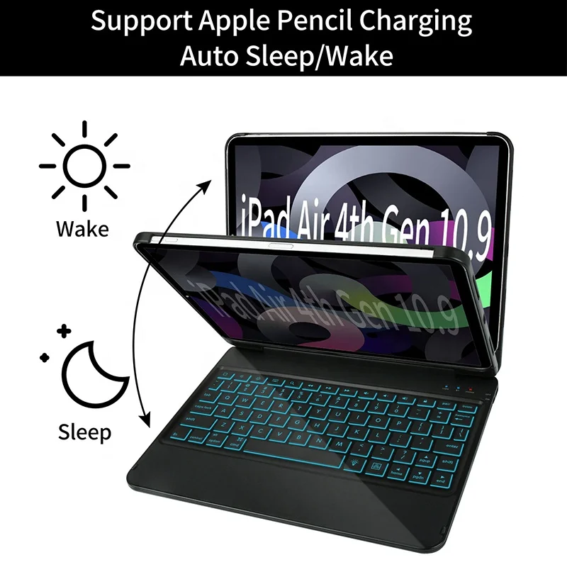 2021 High End 2 in 1 Custom 180 Degree Flip Full Protection Rugged 11 inch Wireless Keyboard Smart Tablet Case for iPad Pro 11