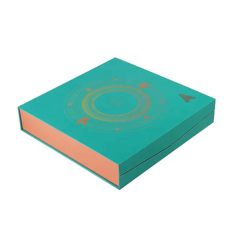 Recycled luxury custom rigid cardboard clamshell paper box food moon cake biscuits candy chocolate magnetic packaging box
