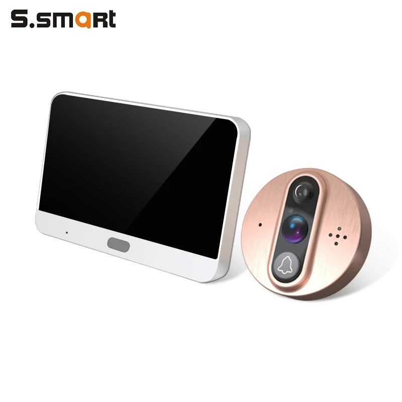 
Wholesale Smart WIFI Door Viewer Motion Detection Support Tuya APP 4.3Inch Screen Digital Door Bell With and Call Button 