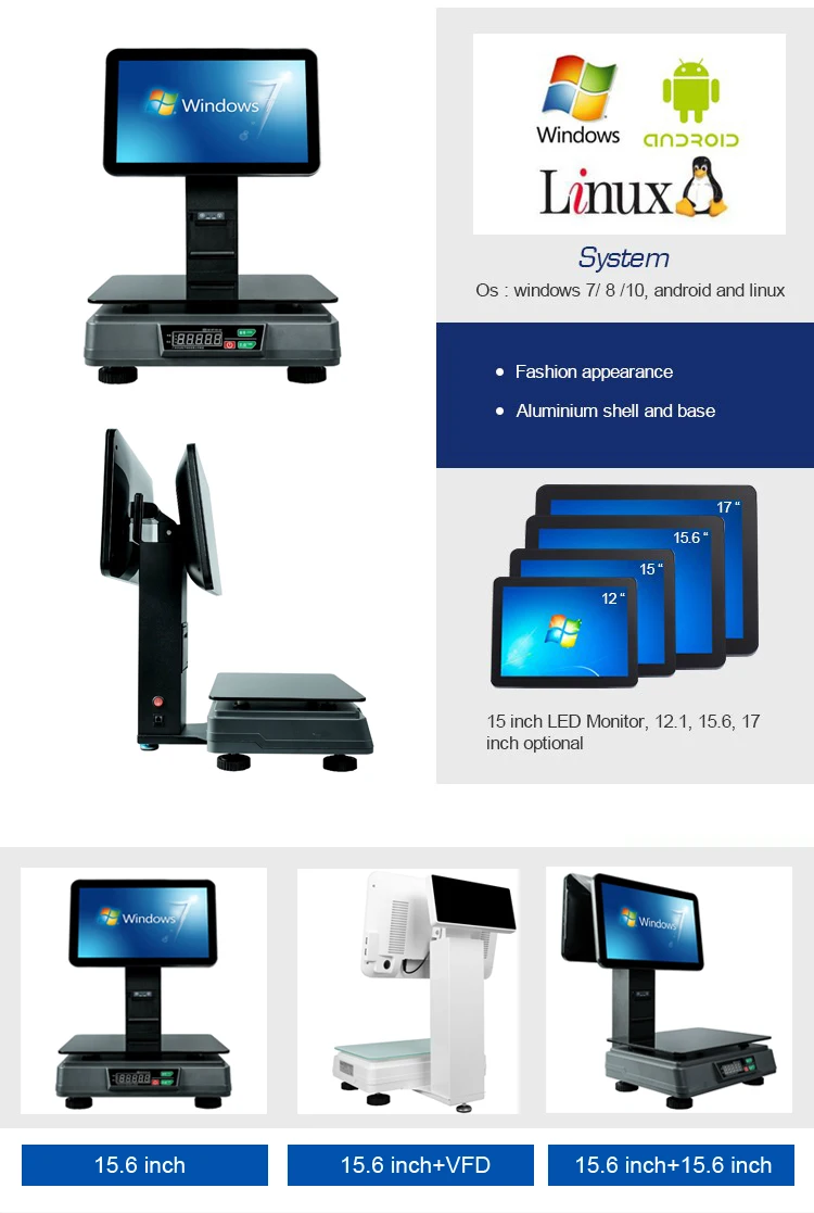 Windows android Linux Точка продаж одноэкранный или двойной экран система баланс cas весы печать pos электронные