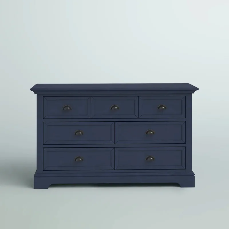 Factory Customized Wooden Drawer Cabinet Luxury Design 7 Drawer Chest in Navy Blue for Bedroom