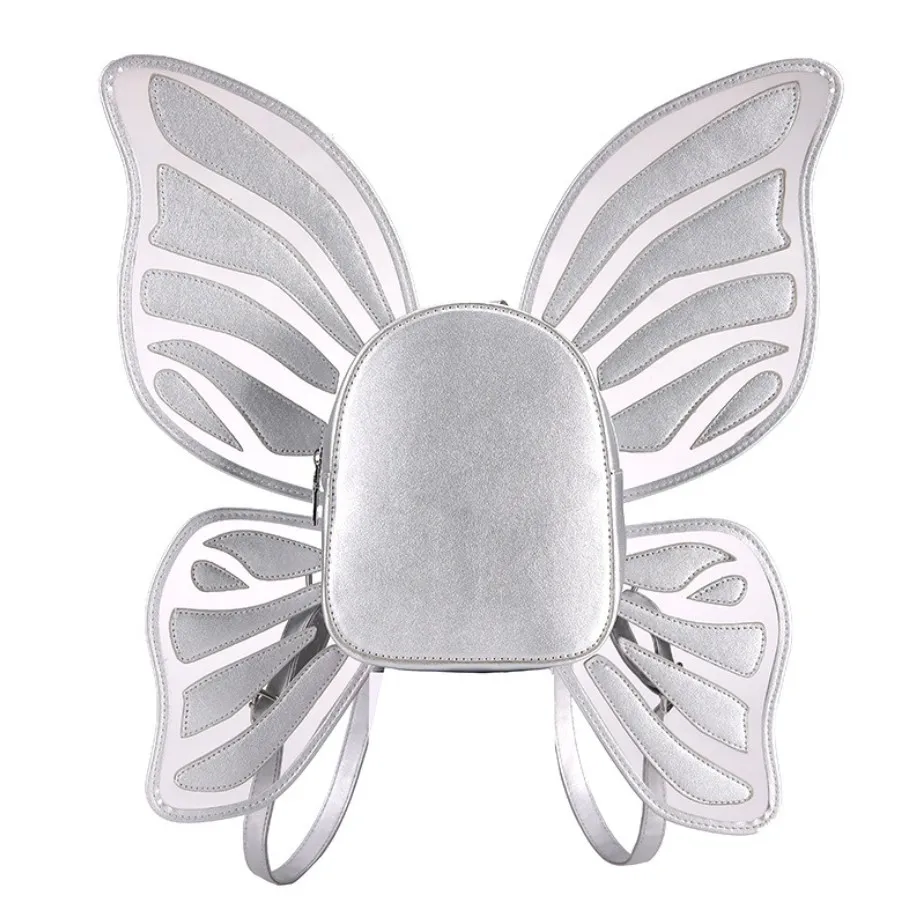 Custom beautiful mini black pu butterfly wings backpack