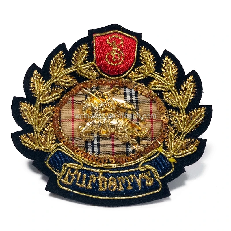 Best Quality Hand Embroidery Blazer Badge Crown embroidered patch for the hat / appliques for clothes / sequin badges