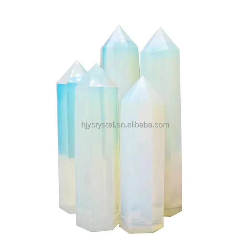 Wholesale Natural Hand Carved Folk Crafts Healing Crystal Point Wand Obelisk Opal Tower