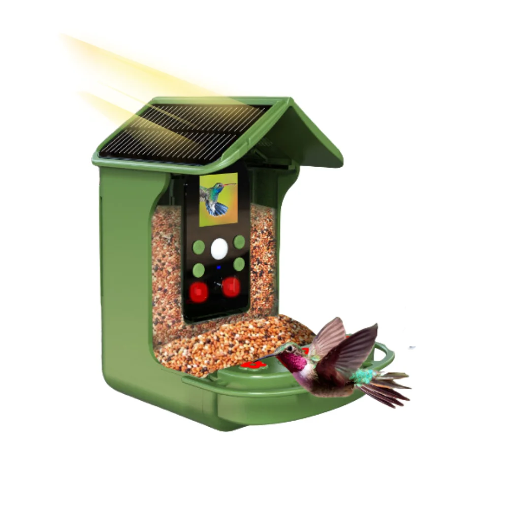 Outdoor Night Vision Auto Capture Smart Bird Food Feeder Solar Power Bird Feeder With Camera