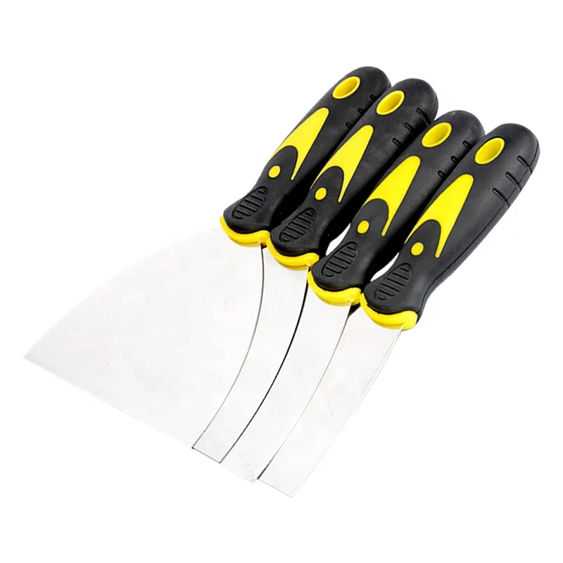 Rubber Handle Putty Knife Stiff Stainless Steel Blade For Wall Repair Home Patching Painting