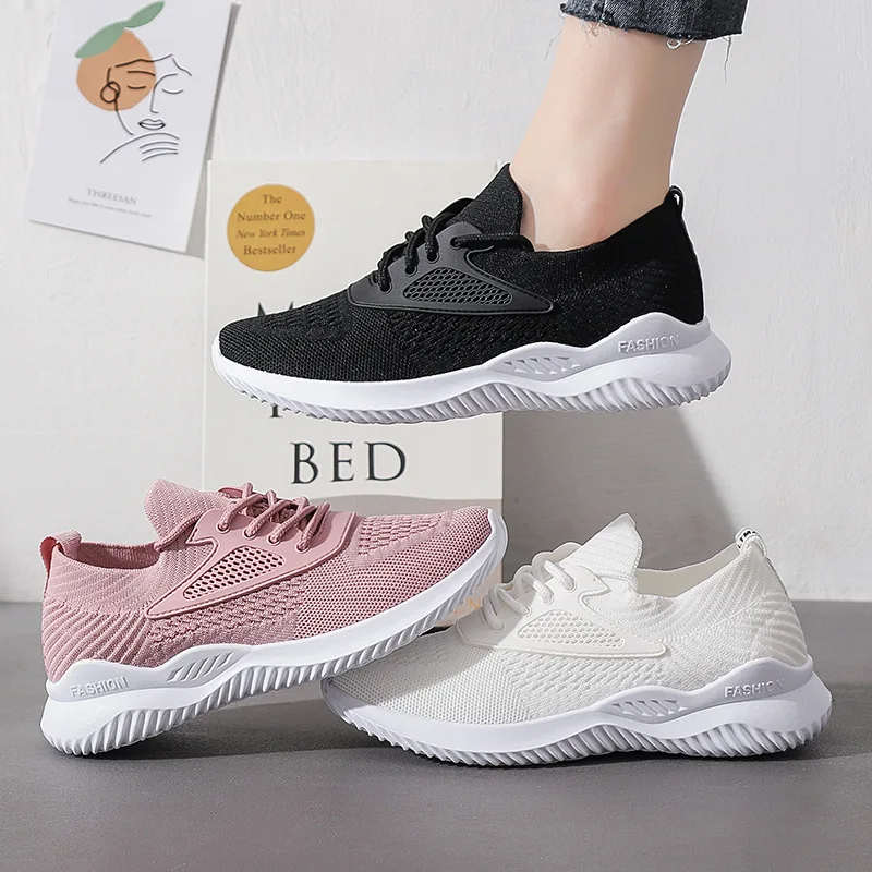 new arrival knitted women walking shoes fashion cheap casual sneakers