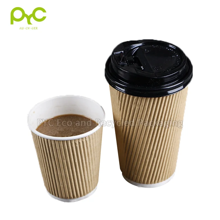Factory Direct Plain Milk Tea Water Kraft Paper Drink Cup Double Layer Corrugated Disposable Ripple Paper Coffee Cups