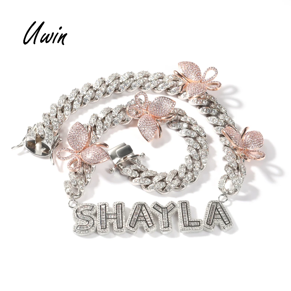 Dainty CZ Butterfly Necklace 18k Gold Plated Jewellery Bling Bling Necklace Women Custom Name Necklace