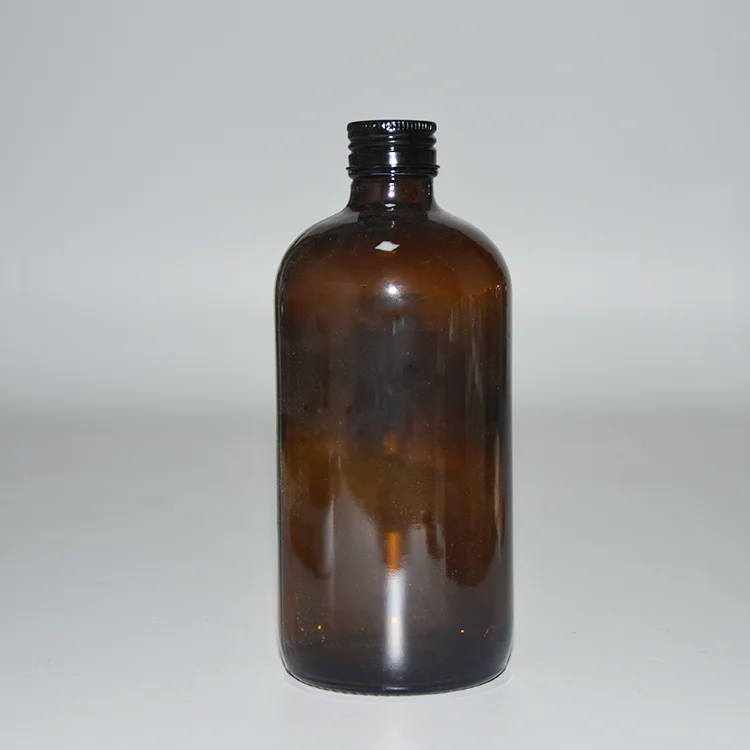 250 ml 500 ml 1000 ml Amber Juice Round Shape Boston Glass Bottles With Aluminum Lids
