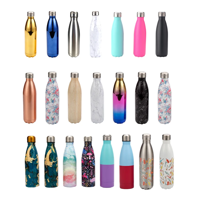 Wholesale custom 500ML 750ML double wall cola shaped bottle stainless steel vacuum