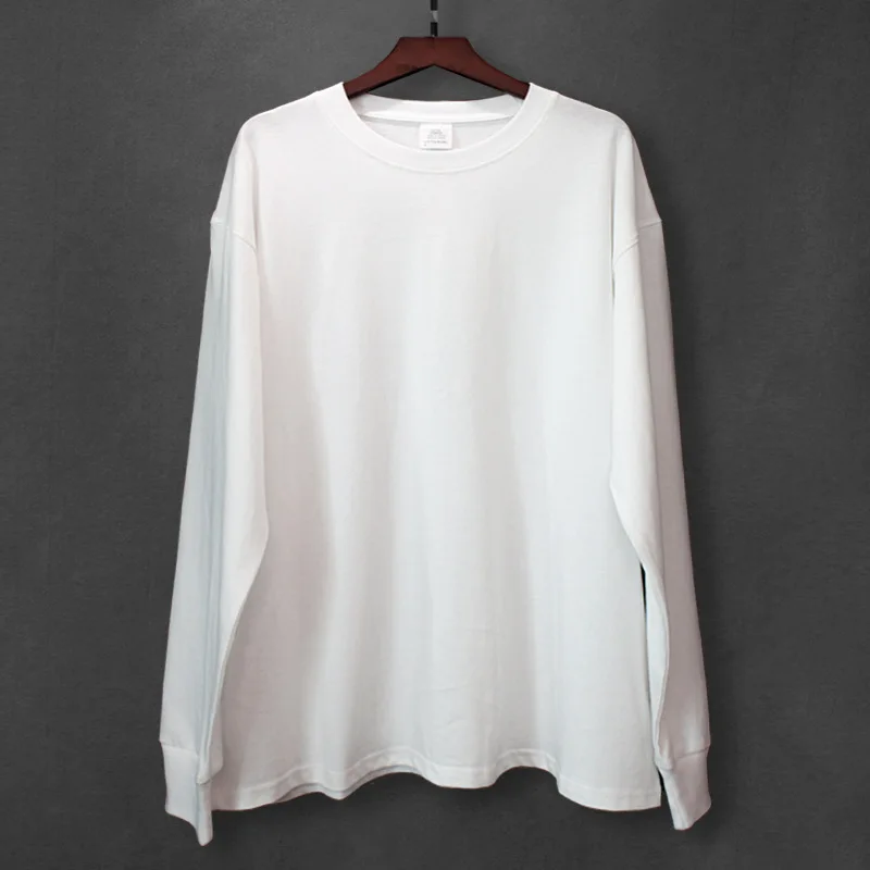 Bulk blank round neck plus size unisex long sleeve white tee tshirts t-shirts t shirts