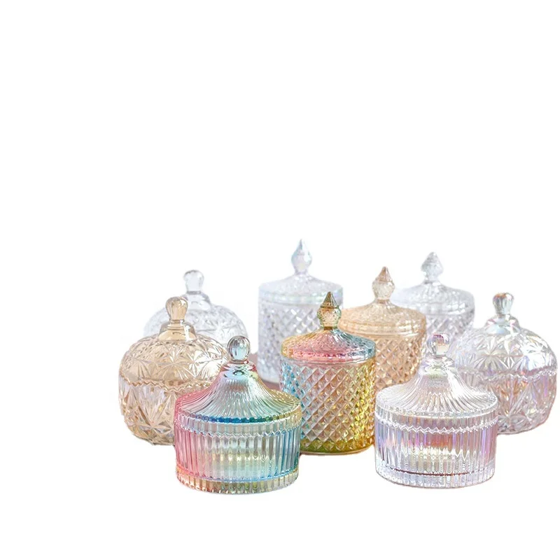 JD-C-11251 Hot sell Colorful glass amber crystal Mongolian cup diy aromatherapy candle Roman glass candlestick cup