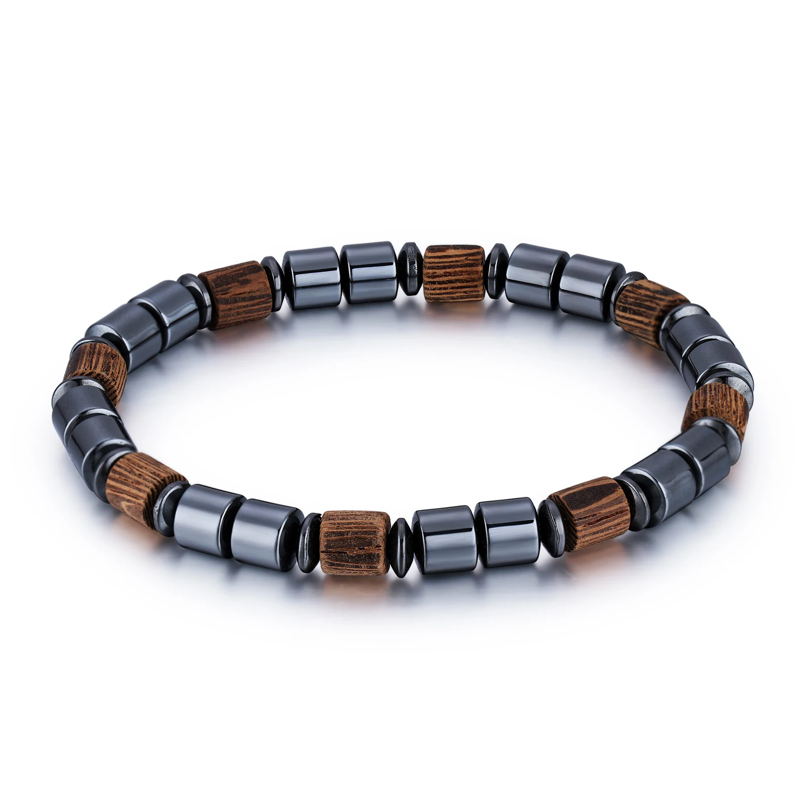 Регулируемый эластичный минималистичный Железный камень деревянные бусины браслет для