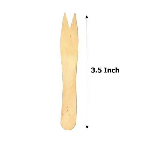 
Biodegradable 85mm disposable small wood fork for French fries 
