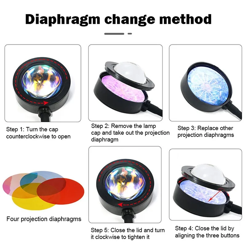 Sunset Lamp Projection Light 16 Colors Changing Atmosphere Night LED Floor Lamp for Room Decor