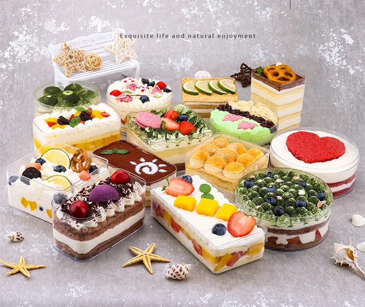 Wholesale Custom Size Transparent Round Square Dessert Clear Hard Plastic Cookie Box With Lid