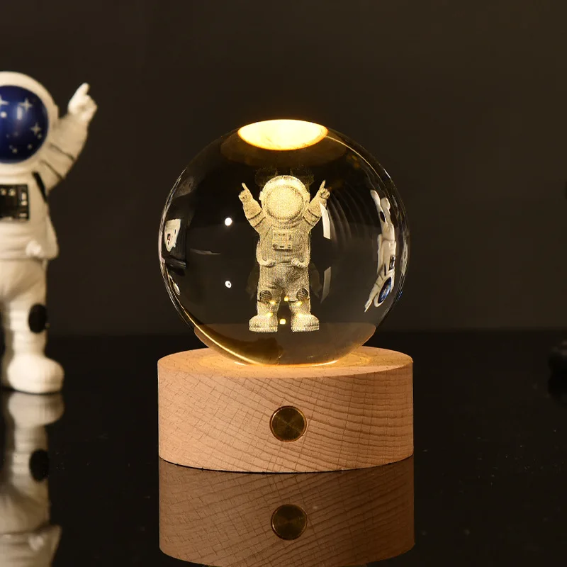 Солнечная система планета Сфера лазерный гравированный хрустальный шар 3D внутренняя резная светодиодная Ночная лампа круглый ручной работы