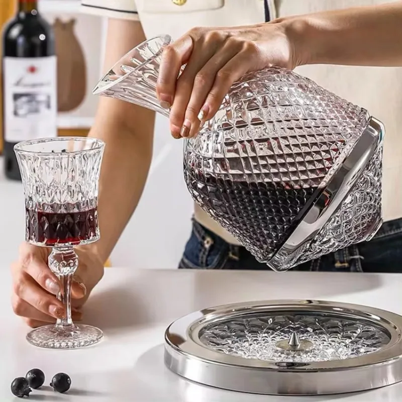 1200ml Crystal Glass Rotary Whisky Decanter Bar Hotel Home Wine Decanters