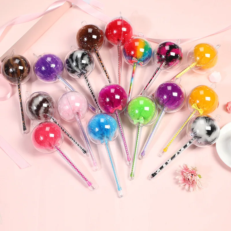 Customization Logo Lollipop Bow-knot Round Hair Sweet Pom Blooming Gel pen Craft Stationery Gel Pen