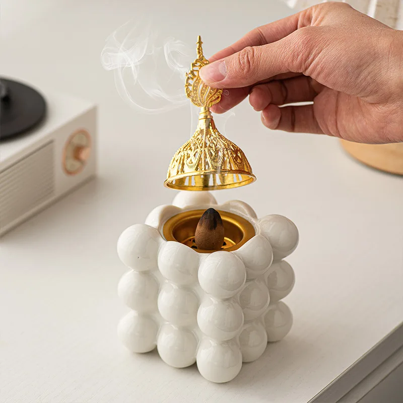 Ywbeyond Aromatherapy Home Decoration Middle East Bubble Cube Ceramic Arabic Incense Burner