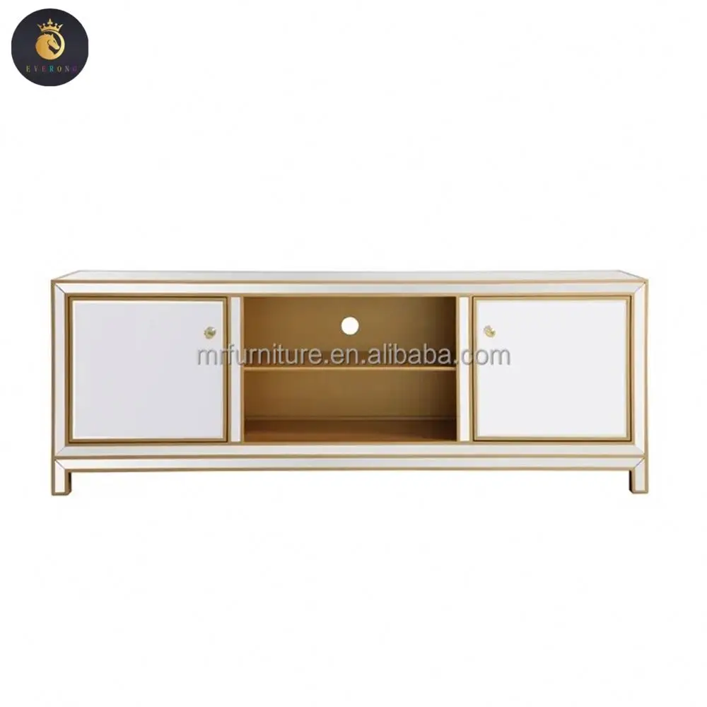 Other Wood Furniture Luxury TV Stand Cabinet Mirror Modern Style Golden Frame TV Console Stand For Living Room